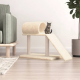 vidaXL St&acirc;lpi zg&acirc;riere pentru pisici cu tunel și scară, crem, 55,5 cm