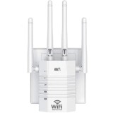 Amplificator Semnal Wireless Linomag&reg;, Range Extender Retea WiFi, 4 Antene, Retea 2.4 &amp; 5GHz Dual Band, Trasnfer pana la 1200Mbps, 2 x Port LAN, Acope
