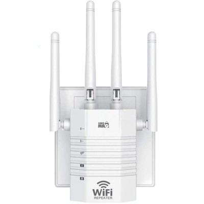 Amplificator Semnal Wireless Linomag&amp;reg;, Range Extender Retea WiFi, 4 Antene, Retea 2.4 &amp;amp; 5GHz Dual Band, Trasnfer pana la 1200Mbps, 2 x Port LAN, Acope foto
