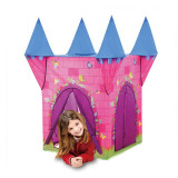 Cort pentru copii roz cu model castel printese, 110 x 110 x 132 cm