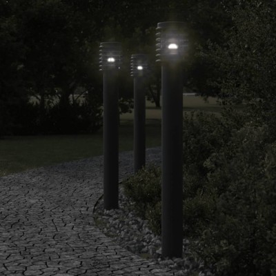 Lămpi de podea de exterior 3 buc negru 110 cm oțel inoxidabil foto