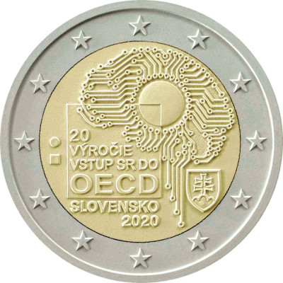 Slovacia moneda comemorativa 2 euro 2020 - Aderarea la OCDE - UNC foto