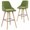 Gossi scaune de bar, 2 buc., verde deschis, catifea