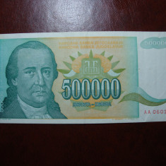 IUGOSLAVIA 500.000 DINARI 1993