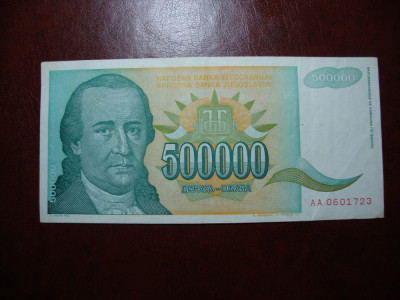 IUGOSLAVIA 500.000 DINARI 1993 foto