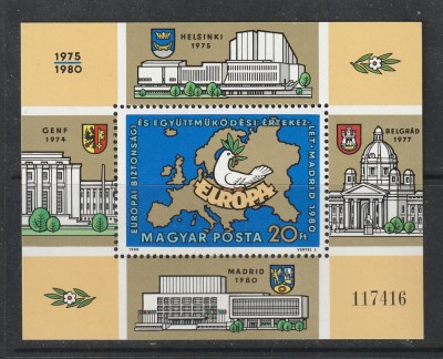 Ungaria 1980 - Conferinta pentru Securitate si Cooperare in Europa S/S 1v MNH foto