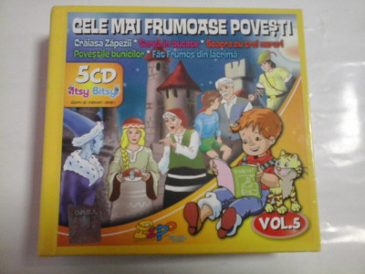 CELE MAI FRUMOASE POVESTI - 5 CD - CRAIASA ZAPEZII; SAREA IN BUCATE; SOACRA CU TREI NURORI; POVESTILE BUNICILOR; FAT FRUMOS DIN LACRIMA foto