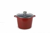Oala Aluminiu Heinner Calabria 24cm 8.2L cu Capac Sticla, Invelis Ceramic Marmorat, Inductie