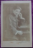 Fotografie pe carton, elev roman scoala militara, sfarsit de secol XIX