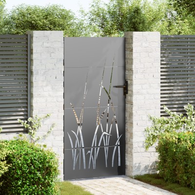 vidaXL Poartă de grădină, Poartă de grădină 85x150 cm Oțel Corten Design Iarbă foto