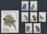 MADAGASCAR 1993-Pasari-Papagali-Colita si serie de 7 timbre nestampilate MNH, Nestampilat
