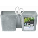 Cumpara ieftin Ghiveci Dublu Gri Twins Cube Prosperplast, 2.5L, 24.4x11x12 cm, Decorativ, Flori, Ierburi, Design Modern, Gradina/Bucatarie, cu Foarfeca