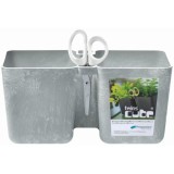 Ghiveci decorativ de flori, dublu, gri, 2.5 L, 24.4x11x12 cm, Twins Cube GartenVIP DiyLine, Prosperplast