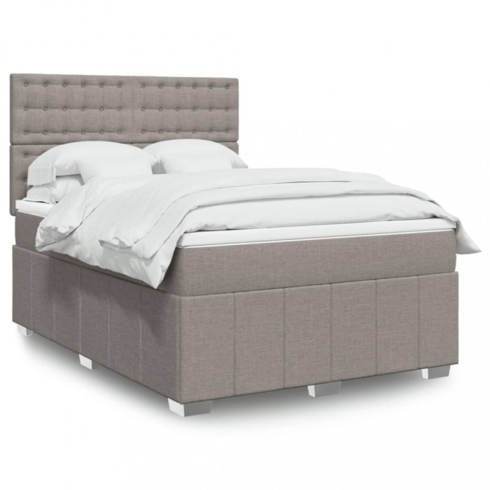 vidaXL Pat box spring cu saltea, gri taupe, 160x200 cm material textil 3291737