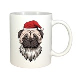 Cana alba personalizata Pug Dog Santa, INOVATIX&reg;. 330 ml
