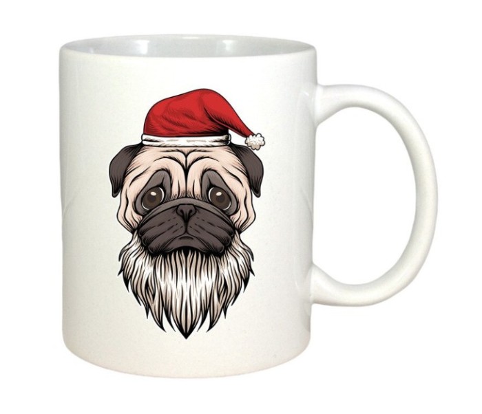 Cana alba personalizata Pug Dog Santa, INOVATIX&reg;. 330 ml