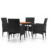 Set mobilier de gradina, 5 piese, negru, poliratan