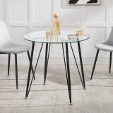Masa, en.casa, PXXM-0101 Huittinen, 72 x 80 cm, otel, sticla, transparent, negru, blat rotund HausGarden Leisure