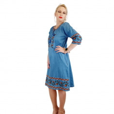 Rochie Traditionala din denim Sara 2 foto