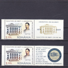 ROMANIA 2009,UNIVERSITATEA BUCURESTI - FACULTATEA DE DREPT 2 VINETE LP 1851d,MNH
