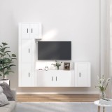 Cumpara ieftin Set dulap TV, 5 piese, alb, lemn prelucrat