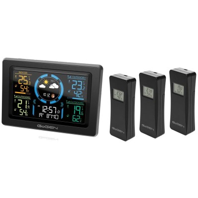 Statie meteo interior-exterior GoGEN ME 3397 B, LCD color, 3 senzori inclusi, ceas cu alarma, negru foto