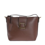 Geanta maro cu bareta reglabila si detaliu decorativ metalic