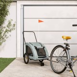 vidaXL Remorcă de bicicletă animale companie, gri, textil oxford/fier