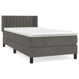 Cumpara ieftin Pat box spring cu saltea, gri inchis, 80x200 cm, catifea