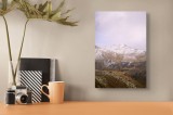 Tablou Canvas, "Muntele păzit de zăpezile toamnei", Munți, Zăpadă, Nori, V&acirc;rfuri, Iarnă, Peisaj, St&acirc;nci, Ceață, Natură, Tranquilitate, 26 x 39 cm, CMC