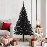 vidaXL Pom de Crăciun artificial pre-iluminat Negru 150 cm PVC 3397129