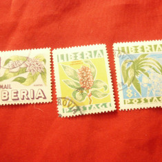 Serie mica Liberia - Flora 1955 , 3 valori stampilate