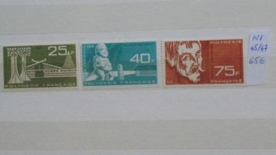 POLINEZIA FRANCEZA - MUZEUL GAUGUIN - 1965 - MI 65 EURO - 3 VAL. - NECIRCULATA. foto