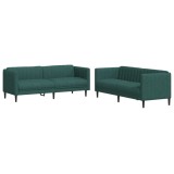 Cumpara ieftin Set canapele, 2 piese, verde inchis, material textil