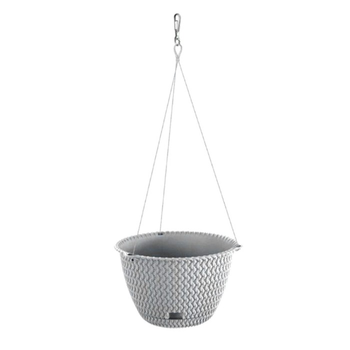 Ghiveci decorativ cu lant, rotund,​​​​​​​ gri, 23x14.5 cm, Splofy WS