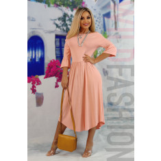 D542RR-5 Rochie midi casual, model lejer, cu maneci trei sferturi