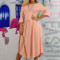 D542RR-5 Rochie midi casual, model lejer, cu maneci trei sferturi