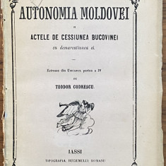 carte veche Autonomia Moldovei - Teodor Codrescu 1856