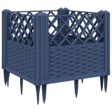 Cumpara ieftin Jardiniera de gradina cu tarusi, albastru gri, 43,5x43,5x43,5 cm, PP