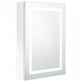Dulap de baie cu oglindă și LED, alb strălucitor, 50x13x70 cm, vidaXL