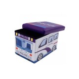Taburet cub Police, imitatie piele multicolora, 48 x 32 x 32 cm, Oem