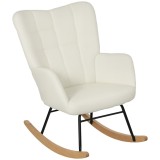HOMCOM Scaun de leagăn din fildeș cu brațe, Scaun ergonomic cu roți de lemn, pentru camera de zi, dormitor, Alb | Aosom Romania
