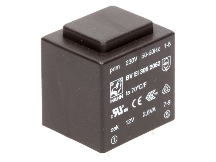 Transformator PCB &icirc;ncapsulat 2,6VA 12V