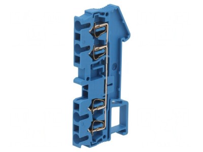 Conector albastru pentru șine 0,08-2,5mm2 cu 4 borne foto