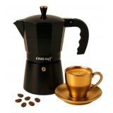 Aparat pentru cafea, espressor, aluminiu, 9 cesti 450 ml, negru/auriu, Kinghoff