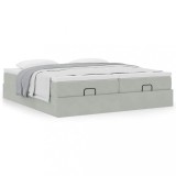 Cumpara ieftin Gossi cadru de pat otoman cu saltele gri deschis 160x200cm catifea