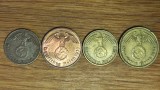 Germania nazista - set de colectie istoric- 1 2 5 10 Pfennig / Reichspfennig 1937 - 1938 - impecabile - cele mai cautate piese, Europa