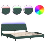 Cumpara ieftin Cadru de pat cu LED fara saltea, verde inchis, 200x200 cm, catifea