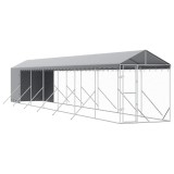 Cumpara ieftin Padoc exterior cu acoperis argintiu 2x14x2,5 m otel galvanizat