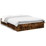 Cumpara ieftin Cadru pat cu sertare stejar fumuriu 135x190 cm lemn prelucrat